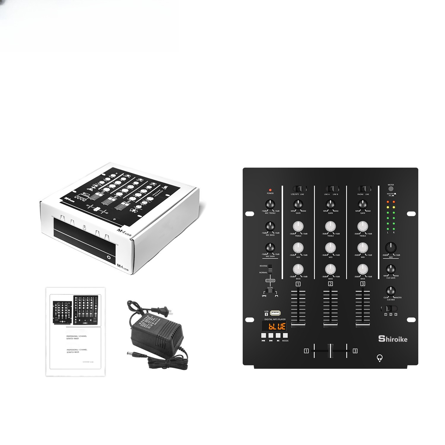 Audio Mixer 4 Channel - 4채널 DJ 믹서, 전문 KTV 무대