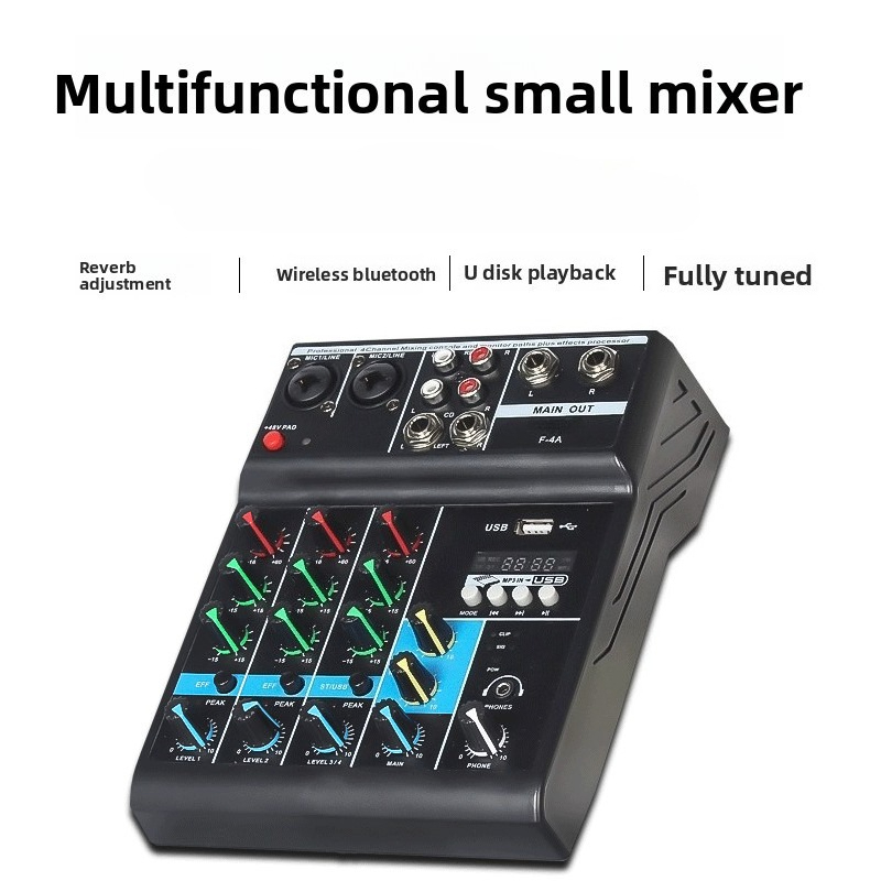Audio Mixer 4 Channel - 전문가용 4채널 사운드 믹서 콘솔 미니