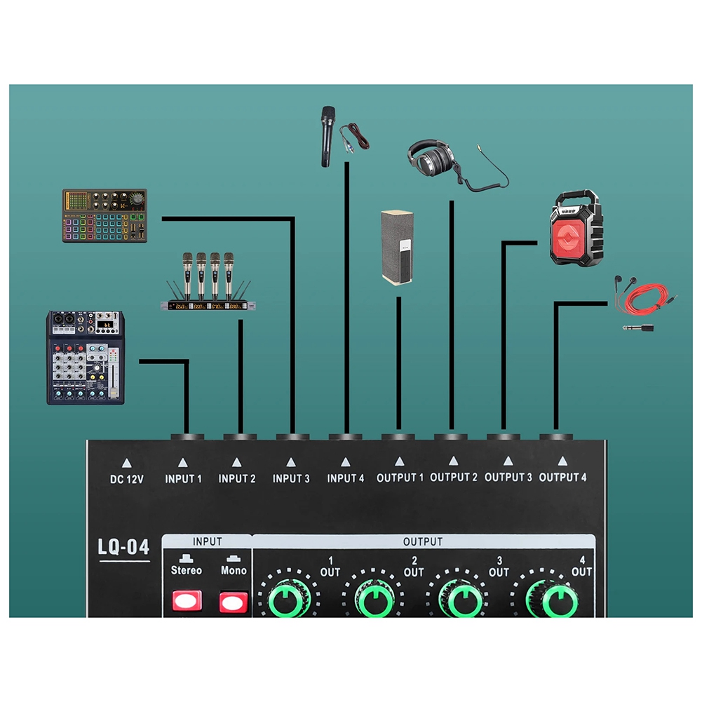 Audio Mixer 4 Channel - -A25M GAX-LQ04 4채널 믹서 4채널 헤드폰