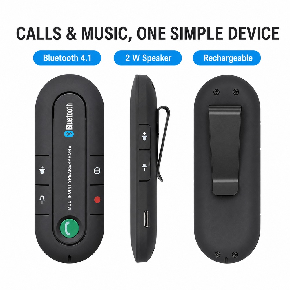 Audio Music Player - 블루투스 4.1 차량용 스피커폰 바이저 클립