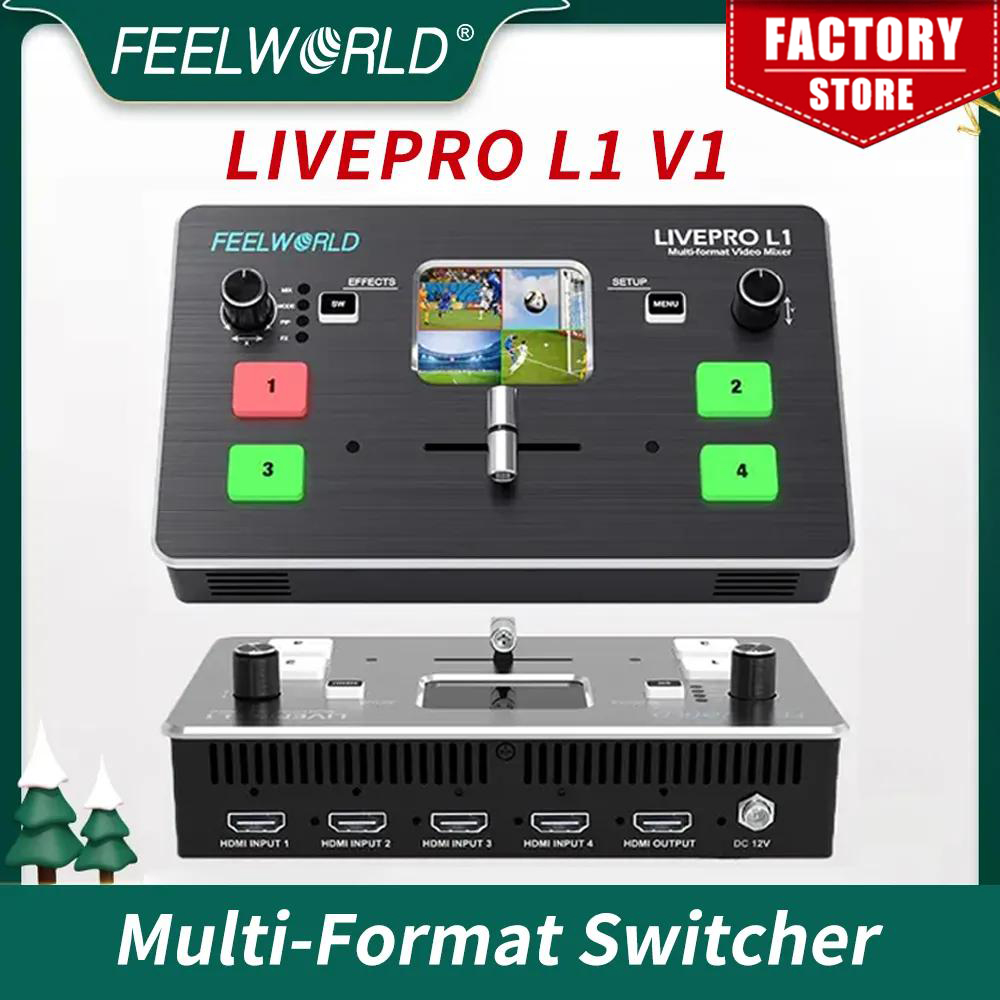 Audio Mixer 4 Channel - FEELWORLD LIVEPRO L1 4xHDMI 입력 카메라