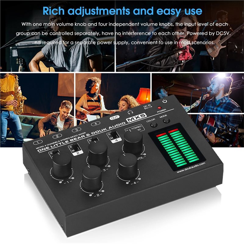 B67C Douk Audio MX5 4채널 오디오 믹서 - Audio Mixer 4 Channel 리뷰 및 가격