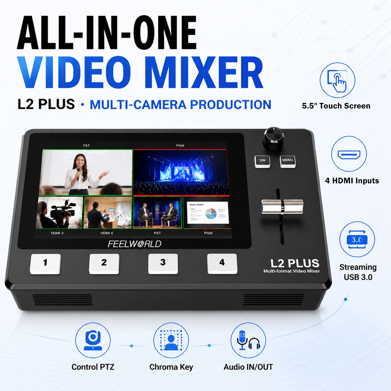 FEELWORLD L2 PLUS 멀티 카메라 비디오 믹 - Audio Mixer 4 Channel 리뷰 및 가격