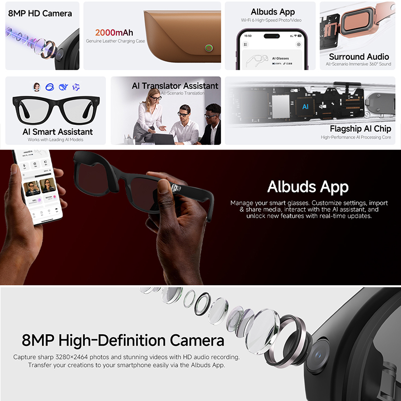 2026년형 신형 AI 스마트 안경 8MP HD 카메라 - Audio Music To Video Ai Free 리뷰 및 가격