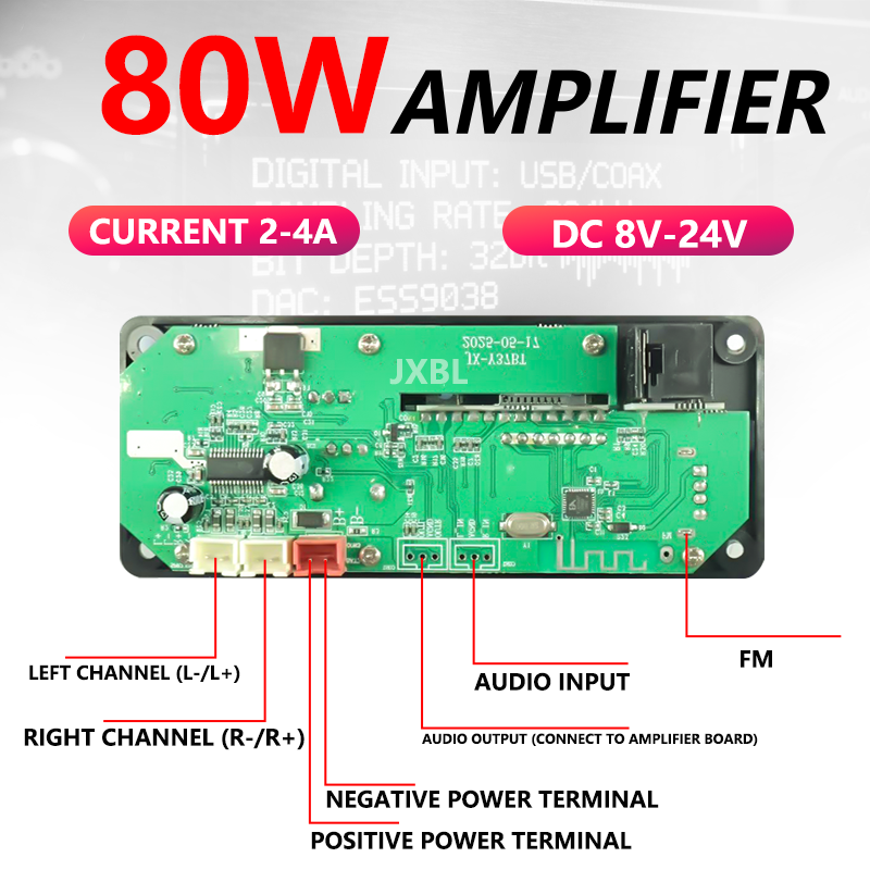 80W 블루투스 5.0 MP3 디코더 보드 2x40W  - Audio Music Player 리뷰 및 가격