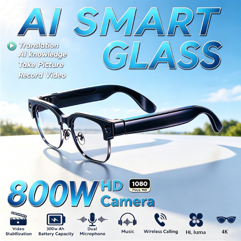 800W HD 픽셀 스마트 안경 남녀공용 AI 인식 다 - Audio Music To Video Ai Free 리뷰 및 가격
