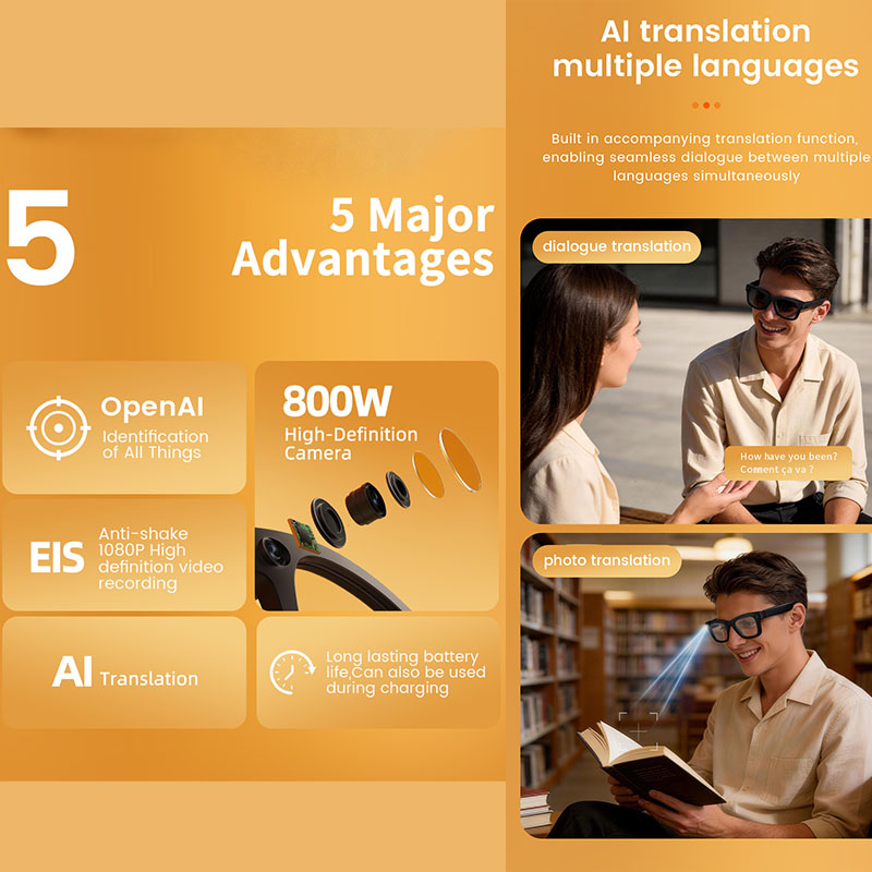 AI 스마트 안경 800만 화소 카메라 손떨림 방지 1 - Audio Music To Video Ai Free 리뷰 및 가격